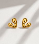 Delicate Gold Heart Earrings - Image 5