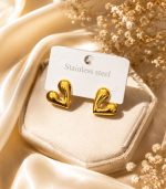 Delicate Gold Heart Earrings - Image 4