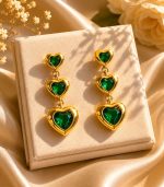 Emerald Heart Earrings - Image 5