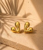 Delicate Gold Heart Earrings - Image 2