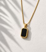 Black Inamel Necklace Mens - Image 3