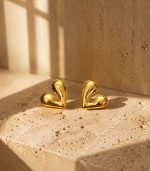 Delicate Gold Heart Earrings - Image 6