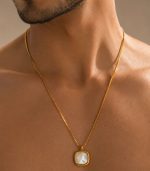 White Inamel Necklace Mens