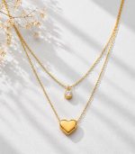 Double Chain Heart Solo Diamond Necklace - Image 3