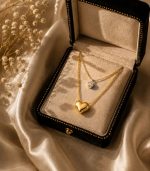 Double Chain Heart Solo Diamond Necklace - Image 4