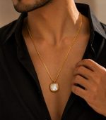 White Inamel Necklace Mens - Image 2