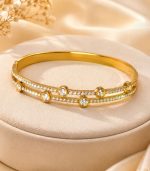 Gold Bangles With Gemstone