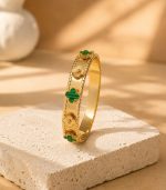 Green Clover Bangle Bracelet