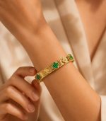 Green Clover Bangle Bracelet - Image 3